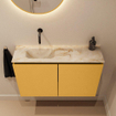 MONDIAZ TURE-DLUX meuble de toilettes 80cm Ocher. EDEN lavabo Frappe position gauche. Sans trou de robinet. SW1102865