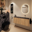 MONDIAZ TURE-DLUX meuble WC 120 cm Washed Oak. Lavabo EDEN Lava position à droite. Sans trou de robinet. SW1104123