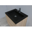 Basic Bella Meuble salle de bains avec lavabo acrylique Noir 60x55x46cm 1 trou de robinet Chêne SW491713