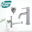 FugaFlow Eccelente Sobrado Slim Slim Kit mitigeur lavabo - robinet bas - bonde nonobturable - siphon design - Chrome brillant SW1124329