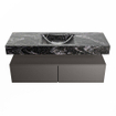 Mondiaz ALAN-DLUX Ensemble de meuble - 130cm - meuble Dark grey mat - 2 tiroirs - Lavabo Cloud Lava suspendu - vasque Centre - 1 trou de robinet SW808108