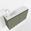 MONDIAZ TURE Kit lave-mains - 80x23x50cm - 1 trou de robinet - 2 portes - armée mate - Lavabo à gauche - Acrylique Blanc SW475001