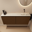 MONDIAZ TURE-DLUX Meuble toilette - 120cm - Rust - EDEN - vasque Ostra - position droite - sans trou de robinet SW1105060