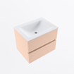 MONDIAZ VICA Ensemble meuble de salle de bains - 60cm - meuble sous-vasque rosee - 2 tiroirs - lavabo cloud au centre - sans trous de robinet - version haute 60cm - talc SW1083343