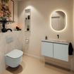MONDIAZ TURE-DLUX Meuble toilette - 80cm - Greey - EDEN - vasque Opalo - position droite - sans trou de robinet SW1104336