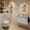 MONDIAZ TURE-DLUX Meuble WC 80 cm Greey. Lavabo EDEN Opalo position droite. Sans trou de robinet. SW1104336