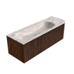 MONDIAZ KURVE-DLUX meuble de salle de bains 135cm arrondi droit couleur noyer avec 1 tiroir et 1 porte. Vasque BIG MEDIUM gauche 1 trou de robinet Nata. SW1432214