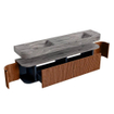 MONDIAZ THOR-DLUX 200cm meuble de salle de bains arrondi gauche + droite couleur Ruby avec 2 tiroirs et 2 portes. Vasque suspendue CLOUD Double 2 trous de robinet couleur Sombra. SW1467289