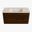 Mondiaz CIRO-DLUX Meuble de salle de bains - 100x45x50cm - Plan-vasque solid surface Nata - 1 lavabo milieu - 1 trou de robinetterie - 2 tiroirs - Noyer SW1530621
