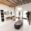MONDIAZ BUKLA 200cm ensemble de meuble avec module ouvert 40 gauche couleur Chêne blanchi avec 3 tiroirs. Lavabo CLOUD double 2 trous de robinet couleur Urbaine. SW1382190