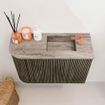 Mondiaz JOYA-DLUX 61.6cm toiletmeubel - ronding links kleur Shadow - Wastafel FAYE positie Rechts 1 kraangat kleur Oza. SW1425067