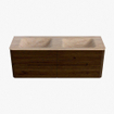 Mondiaz CIRO-DLUX Badkamermeubelset - 140x45x50cm - Solid surface wastafel Saba - 2 wasbak Dubbel - 2 kraangaten - 4 lades - Walnut SW1530690