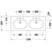 Duravit D code double lavabo de meuble 120x49cm 2 trous de robinet avec trop-plein blanc GA89091