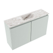 MONDIAZ TURE-DLUX Meuble toilette - 80cm - Greey - EDEN - vasque Glace - position centrale - sans trou de robinet SW1103316