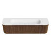 MONDIAZ KURVE 170cm Meuble salle de bain avec module 25 G et D - couleur Walnut - 1 tiroir - 2 portes - vasque BIG LARGE centre - sans trous de robinet - Talc SW1138282