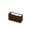 INK Wastafelonderkast - 100x40x52cm - 2 lades - greeploos - met houten keerlijst - MFC - Koper eiken SW352221