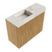 Mondiaz JOYA-DLUX 61.6cm toiletmeubel - ronding rechts kleur Oak - Wastafel FAYE positie Links Zonder kraangat kleur Frappe. SW1421915