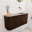 Mondiaz JOYA-DLUX Meuble de salle de bains 81.6cm - arrondi gauche couleur Walnut - Vasque FAYE position Droite Sans trou de robinet couleur Saba SW1424670