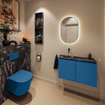 MONDIAZ TURE-DLUX Meuble toilette - 80cm - Jeans - EDEN - vasque Lava - position gauche - sans trou de robinet SW1103836