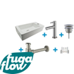FugaFlow Eccelente Sobrado Ensemble lave-mains de salle de bains - droit - 1 trou de robinet - robinet de lave-mains inox brossé - blanc SW1124051