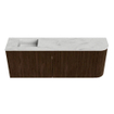 Mondiaz JOYA-DLUX Meuble de salle de bains - 111,6cm - arrondi droit couleur Walnut - Vasque FAYE position Gauche Sans trou de robinet couleur Opalo. SW1422546