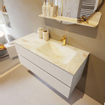 MONDIAZ VICA-DLUX Ensemble meuble de salle de bains - 110cm - meuble bas linen - 2 tiroirs - lavabo encastré cloud à droite - 1 trou de robinet - version haute 60cm - frape SW1088947