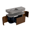 MONDIAZ THOR-DLUX Meuble de salle de bains 110cm arrondi gauche + droite couleur Walnut avec 1 tiroir et 2 portes. Vasque suspendue CLOUD Gauche sans trou de robinet couleur Sombra. SW1463008