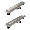 Brauer Caniveau de douche - 50x7x6.7cm - flasque de sol peu profonde - sortie latérale - grille de carrelage réversible - inox SW110917