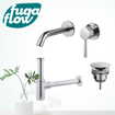 FugaFlow Eccelente Sobrado Slim Kit mitigeur lavabo - robinet encastrable - bonde nonobturable - siphon design - Chrome brillant SW1124159