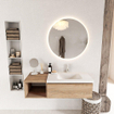 MONDIAZ BUKLA 120cm ensemble de meuble avec module ouvert 40 couleur Chêne blanchi avec 1 tiroir. Lavabo CLOUD à droite 1 trou de robinet couleur Talc. SW1382044