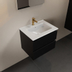 Mondiaz AIVY Ensemble de meuble - 60x45x50cm - 1 trou de robinet - 1 vasque Talc céramique - Centre - 2 tiroirs - avec miroir - MDF Urban SW892446