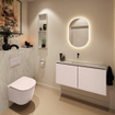 MONDIAZ TURE-DLUX meuble WC 100cm Rosee. EDEN vasque Opalo position milieu. Sans trou de robinet. SW1104539