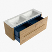 Mondiaz CIRO-DLUX Badkamermeubelset - 130x45x50cm - Solid surface wastafel Opalo - 2 wasbak Dubbel - 2 kraangaten - 4 lades - Oak SW1531014