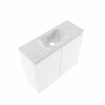 MONDIAZ TURE-DLUX Meuble toilette - 60cm - Talc - EDEN - vasque Opalo - position centrale - sans trou de robinet SW1104148