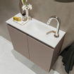 MONDIAZ TURE Kit lave-mains - 60x23x50cm - 1 trou de robinet - 2 portes - fumée mate - Lavabo à droite - Acrylique Blanc SW474979