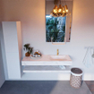 Mondiaz ALAN-DLUX Ensemble de meuble - 130cm - meuble Ostra mat - 0 tiroirs - Lavabo Cloud Ostra suspendu - vasque Droite - 1 trou de robinet SW809167
