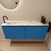 MONDIAZ TURE-DLUX Meuble toilette - 120cm - Jeans - EDEN - vasque Glace - position gauche - 1 trou de robinet SW1103327