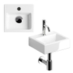 Clou InBe set lave mains No1. avec lave-mains, robinet lave-mains bonde au centre et siphon blanc céramique et chrome SW9801