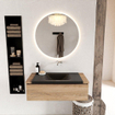 Mondiaz BUKLA Ensemble de meuble - 100x45x34cm - 0 trous de robinet - lavabo centré - solid surface - Urban - sans poignée - 1 tiroir - Mélamine - Chêne blanchi SW704792