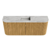 Mondiaz JOYA-DLUX 103.2cm toiletmeubel - ronding links en rechts kleur Oak - Wastafel FAYE positie Midden Zonder kraangat kleur Glace. SW1422018