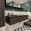 MONDIAZ LUSH Ensemble de meuble salle de bain - 150cm - 1 tiroir - lavabo BARCO - vasque à gauche - 1 trou de robinet - marron foncé SW409646