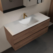 Mondiaz AIVY Ensemble de meuble - 120x45x50cm - 1 trou de robinet - 1 vasque Urban Solid surface - Centre - 2 tiroirs - avec armoire de toilette - Melamine Mocha SW892163