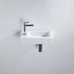 FugaFlow Efficiente Pietra Ensemble de fontaine - 37,5x18,5x9cm - céramique - trou de robinet à gauche - robinet de fontaine chrome - bouchon de vidange - siphon abaissé - Blanc brillant SW1442302