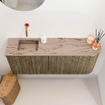 Mondiaz JOYA-DLUX 101.6cm meuble de salle de bains - arrondi droit couleur Dusk - Vasque FAYE position Gauche Sans trou de robinet couleur Arena. SW1425778