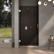 FugaFlow Eccelente Vetro Cabine de Douche - 80x90x200cm - charnières - poignée de porte - plat - verre fumé - Chrome SW1222665