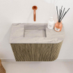 Mondiaz JOYA-DLUX 51.6cm toiletmeubel - ronding rechts kleur Dusk - Wastafel FAYE positie Links Zonder kraangat kleur Glace. SW1423165
