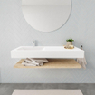 MONDIAZ ALAN 120cm - Ensemble meuble de salle de bains - tablette - chêne patiné - lavabo suspendu - vasque à gauche - 1 trou de robinet - talc SW408687