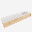 MONDIAZ LUSH Badkamermeubelset - 180cm - 2 lades - wastafel cloud - wasbak rechts - 0 kraangaten - washed oak SW409453