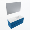 Mondiaz VICA ensemble de meuble de salle de bain - 110cm - meuble sous-vasque jeans - 2 tiroirs - lavabo cloud droite - 1 trou de robinet - couleur talc - miroir LED - version XL 60cm haut SW1095531