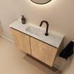 MONDIAZ TURE-DLUX Meuble toilette - 80cm - Washed Oak - EDEN - vasque Opalo - position centrale - 1 trou de robinet SW1126216